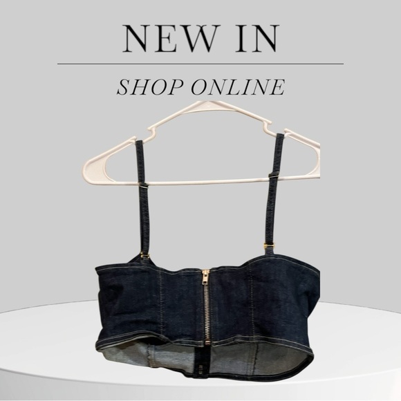 Y2K Guess Denim Bustier Crop Top | Early 2000s Corset-Style Top | Button Front - Picture 5 of 10